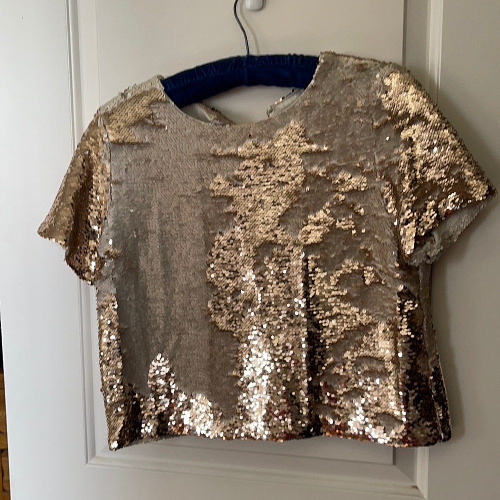 Gold flip sequins crop top